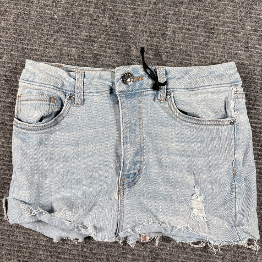 Refuge Denim Colombia Skort Womens 5 Light Wash Exc Distressed Raw Hem Mini